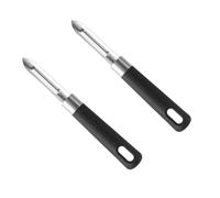 2pcs Eplucheur Légumes, Couteau Économe en Inox à Double Universel Eplucheur Pomme Manuel Tranchant Denté Pomme Ustensile de cuisine Idéal pour fruits et légumes Noir 16.6 * 1.5cm
