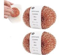 2PCS Eponge Cuivre, Brosse De Vaisselle, Gratounette Cuivre, Eponge Cuivres Vaisselle, Grattoir Cuivres, Brosses De Cuisine pour Plats avec Tampon À Récurer pour Nettoyer Les Casseroles Et Les Bols