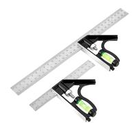2Pcs Équerre Combinée, 150 + 300 mm Réglable Règle d'Angle de Combinaison | Equerre Combinée en Acier Inoxydable, Equerre Menuisier Polyvalente à 45 et 90 Degrés pour Ingénieurs Charpentiers