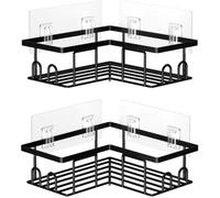 2pcs Étagère Douche d'Angle sans Perçage, Étanche et Antirouille, Organiseur Salle de Bain, Support Shampoing, Noir
