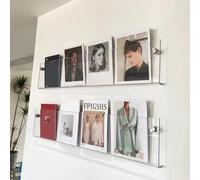 2pcs Étagère Murale Flottante en Acrylique, 40-120cm Bibliothèque Etagere Invisible Livres, Acrylique Porte Revue Présentoir à Prospectus, Support Mural pour Disque Vinyle Transparentes pour Salon, Ch