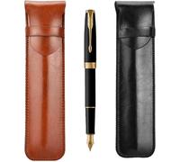 2pcs Étui à Stylo en Cuir Rétro,Porte-Stylo Pochette Fait Main,Étui pour Stylo Plume en Cuir,pour 1-3 Stylos,Couverture Souple pour