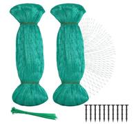 2PCS Filet Anti Oiseaux Protection Fraisier 4m×10m Vert Pigeon Voliere Jardin Potager Arbres Fruitiers Balcon Poulailler Cerisier Exterieur Protéger Bassin Feuilles Kit avec 30 Attaches 10 Piquets