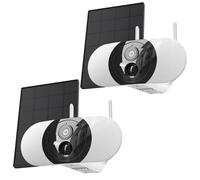 2PCS Floodlight Cam 2K Camera Surveillance Solaire Projecteur LED Détection Humaine PIR WiFi Exterieure sans Fil Vision Nocturne