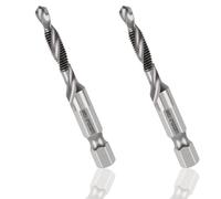 2PCS Foret Et Taraud Combinés, Tige Hexagonale 1/4" M5 X 0,8 Taraud M5 Taraudage de Forage à Flûte En Spirale pour Aciers Non Alliés Et Faiblement Alliés Plaque En Fer Forets à Bois Métal Tendre