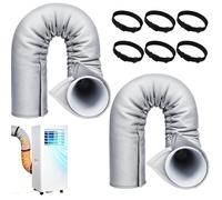 2pcs Gaine isolante - - Isolation thermique 3 couches avec 6 sangles - pour climatiseur portable - Gris 150x53cm