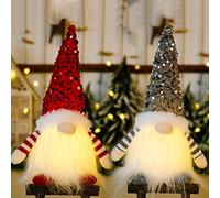 2Pcs GNOME Elfe De Noel Lumineux,LED Lutin Farceur De Noel en Peluche, pour Décoration De Table,Suédois Faits à La Main De Pere Noel Deco