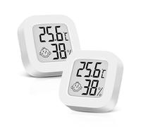 2PCS Hygromètre Numérique Thermomètre Intérieur Thermometre Frigo Digital, Petit Moniteur Mini Numérique à Haute Précision Capteur Humidité Température Station Meteo Interieur Exterieur Maison/Cave