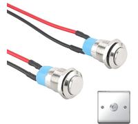 2PCS Interrupteurs à Bouton,Interrupteurs à Bouton Poussoir Momentanés 12mm Avec Câble, pour Klaxons,3-220V, Sonnettes de Voiture, Voitures, etc(Tête Haute)