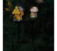 2PCS Jardin Solaire Lumières Multicolore Changement LED Fleur Piquet Lumière Décoratif Paysage Pelouse Cour Extérieur Lumières 70 * 140 * 430mm / 3 * 6 * 17 pouces Vendu par deux comme indiqué
