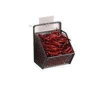 2PCS Kitchen Shelf Wall Hanging Condiments Spice Vegetable Fruit Storage Rack Drain Basket Punch-Free Pour Le Rangement(BLACK)