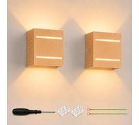 2PCS Lampe Murale Interieur Chêne, Applique Murale LED Éclairage Indirect | Conception à Double Rainure Lumineuse Luminaire Mural Up - Down pour Salon, Chambre, Escalier