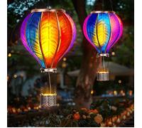 2PCS Lanterne Solaire Extérieur, Extra Grande 45x13 cm Montgolfière Lanterne Extérieur avec Effet de Flamme, Lumière Extérieure LED