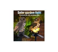 2pcs led garden lights veilleuses solaires en forme de hibou lampe pelouse à énergie solaire - marron