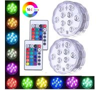 2pcs Lumière LED Submersible,Imperméable IP68,Piscine Avec Télécommande, RVB Changement de 16 Couleur Eclairage de Bassin Décoration
