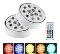 2PCS Lumière LED Submersible Rechargeable , Avec Télécommande RVB Couleur Eclairage de Décoration pour Bassin/Vase/Piscine