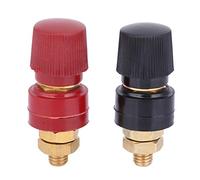 2Pcs M8 Borne de Liaison, 555 Type Borne en Laiton Borne Pilier Connecteur Bornier Batterie Puissance Jonction Goujon M8 Filetage 0-380V 200A, Noir + Rouge