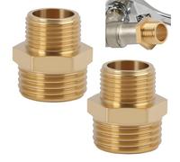 2PCS Mamelon Double Réduction en Laiton 1/2 Pouce x 3/8 Pouce, Mamelon Laiton Réduit Double Filetage Mâle, Raccord de Connexion Robuste pour Eau, Air, Gaz, Plomberie Chauffage Compression Tuyau