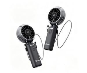 2pcs Mini Ventilateur Brumisateur Portable Rechargeable USB Pliable Affichage Numérique de Batterie 3 Vitesses Ventilateur de Poche