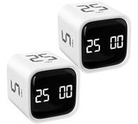 Qumox Minuteur Pomodoro Cube - Minuteur de Productivité avec Comptes à Rebours 5/10/30/60 Min, Alerte Sonore et Vibration Réglable, Chronomètre Intelligent pour Bureau, Études, Tâches, TDAH