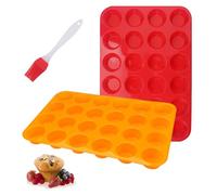 2Pcs Moule à Muffins en Silicone Sans BPA, Anti-adhésif Plaque à Muffins | Moule Cupcake pour 24 Mini Muffins, Moule Mini Muffin Résiste au Lave-vaisselle pour Brownies, Gâteaux (33 x 22 x 2,5 cm)