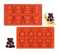 2pcs Moule Silicone Ourson Guimauve,Moules Ours 8 Cavités,Mini Moule Chocolat Gâteau,Sans BPA -40°C à 230°C pour Pâtisserie Glaçons