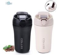 2pcs Mug Isotherme, Etanche 400mL Thermos Café-Thé-Boissons, Mug Thermique de Voiture avec Couvercle & Paille, de Voyage
