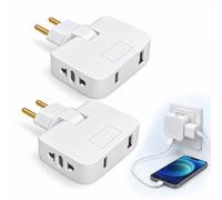 2PCS Multiprise Plate Derrière Meuble, 4 en 1 USB-C, Pivotante à 180°, 220V | Prise murale extra plate pour canapé, lit, meuble TV et bureau, avec 2 prises secteur, USB-A et USB-C pour petits espaces