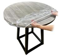 2pcs Nappe ajustée en Vinyle Nappe Ronde Transparente à Bords élastiques Couverture de Table imperméable 90-110CM Femeo