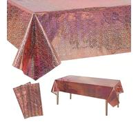 2Pcs Nappe Or Rose Anniversaire Jetables, Grand 137 * 274cm Nappe Rectangulaire, Foil Brillant Fête Décoration Couverture de Table pour New Year 2026 Disco Hollywood Anniversaire Retraite Fêtes