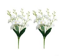 2pcs Orchidée Papillon Artificielle 44cm Réaliste pour déco 2pcs(White) | Design réaliste, tissu soie doux, tiges pliables, 44cm de long, pour idéal salon bureau