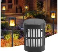 2Pcs Outdoor Garden Flame LED Solar Light Waterproof Yard Hanging Lantern Lamp Decor