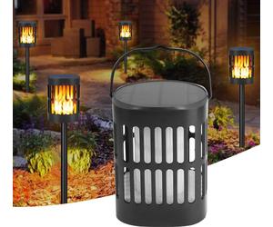 2Pcs Outdoor Garden Flame LED Solar Light Waterproof Yard Hanging Lantern Lamp Decor