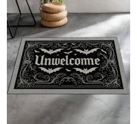 2pcs Paillassons à motif de chauve-souris gothique, tapis antidérapants pour l'entrée de la porte avant, avec design "Bienvenue", décoration de porche et d'entrée de style gothique, convient pour une 