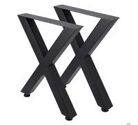 2PCS Pieds de Table en Acier -X EN FORME Acier - 71 X 61cm - Noir-Pied de Bureau Basse