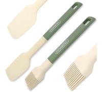 2pcs pinceau à pâtisserie et spatule silicone, résistant à la chaleur vert | Spatule 28,4x5,1cm, Pinceau 21x3,7cm, Compatible Lave-vaisselle, Anti-adhésif, Pâtisserie Cuisson Barbecue Accessoire Cuisine