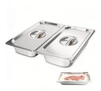 2PCS Plat Four, Bac Gastro Inox Rectangulaire avec Couvercle 32,5x17,5x6,5cm, 3L Récipient GN 1/3 pour Viande, Poisson, Escalopes - Robuste et Facile à Nettoyer, Adapté aux Fours et Réfrigérateurs