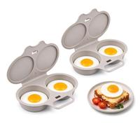 2Pcs Pocher à Œufs au Micro-Ondes, Cuiseur Oeuf Micro Ondes pour 2 Œufs | Machine à Œufs Pochés Antiadhésifs, Micro-Ondes Oeuf, Pocheuse à Oeufs avec Couvercle et Poignée pour Cuisines et Restaurants