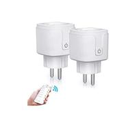 2PCS Prise Connectée Wifi, 16A Compatible avec Android iOS Amazon Alexa Google Home Assistant, Courant Programmable Télécommande App