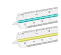 2Pcs Règle en Plastique Graduée Triangulaire | Règle D'architecte Triangulaire, Métrique 1:20, 1:25, 1:50, 1:75, 1:100, 1:125/1:100, 1:200, 1:250, 1:300, 1:400, 1:500
