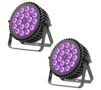 2PCS RGBWA UV Projecteur Par LED 200W, 18 LED Lumiere de Scene avec D MX 7/10CH et Activation Sonore, Jeu de Lumiere Soiree DJ pour Bar Disco Fête Mariage Noël Halloween