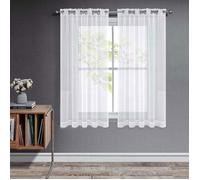 2pcs rideaux voilages - Polyester semi-transparent avec œillets - pour chambre, salon et cuisine - Blanc 107x160cm