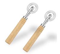 2pcs Roulette Patisserie, Coupe Pâte Roulette avec Manche en Bois Roue de Coupe Ravioli Fabrication de Dentelle de Boulettes Nouilles Rouleau Coupe Pâte pour la Maison la Cuisine
