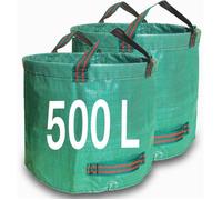 2pcs sacs déchets - 500L PP robuste avec 4 poignées - pour jardin, feuilles et branches - Vert 80x100cm