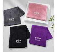 2pcs/Set Serviettes de fitness en microfibre - Séchage rapide, ultra doux, très absorbant, avec des bords cousus durables, serviettes de fitness et de yoga rose,noir,Violet,grisPolyester