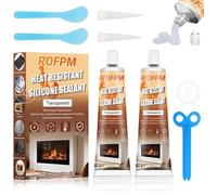 2PCS Silicone Colle Haute Temperature, Transparent, Mastic Refractaire, Colle Refractaire Haute Temperature, Adapté au Poele a Bois, Cheminée, Vitre Four, Poele, Carrelage