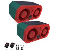 2pcs Sirène à capteur de Mouvement extérieur à énergie Solaire | 130dB x 2 Haut-parleurs, 13 Modes sonores intégrés Chiens aboyant et Tirs, avec télécommande pour arrière-Cour, Ferme,