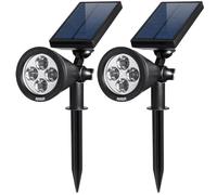 2pcs Spots solaires extérieur étanches - Éclairage de paysage étanche à 4 LED - Auto On / Off - Noir