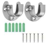 2PCS Support de Tringle à Rideau, 32 mm Acier Inoxydable en Forme U Support Tringle Penderie Support Barre Penderie avec Vis