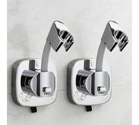 2PCS Support Pommeau de Douche, Support Douche sans Percage, à Ventouse pour Pommeau de Douche, Universel, réglable, amovible, adapté aux salles de bains (Silver)